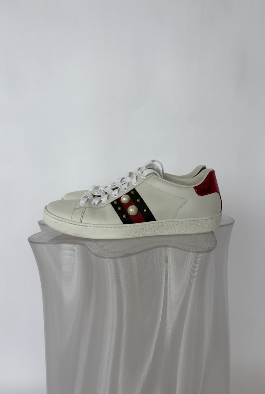 Gucci ÂNew AceÂ Pearl Stud Sneakers