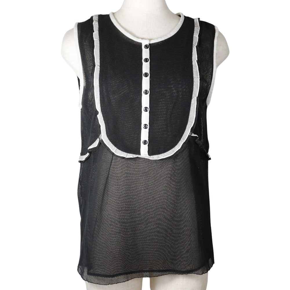 CHANEL Tank top P30617V13551 cotton black 07P No sleeve Women 40