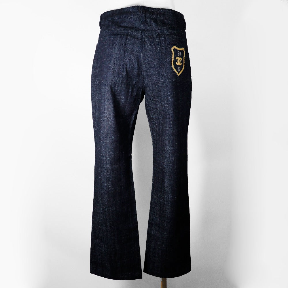 CHANEL Denim pants P25298V16033 cotton Indigo 05C Wappen Women 42