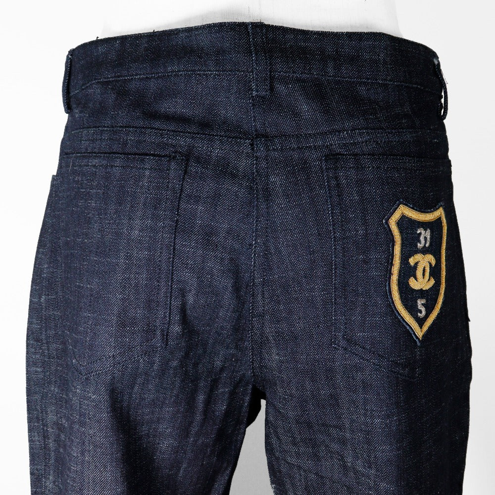 CHANEL Denim pants P25298V16033 cotton Indigo 05C Wappen Women 42