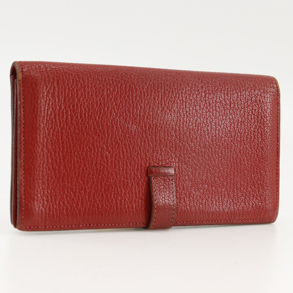 HERMES Bifold Wallet leather Red Beansufla
