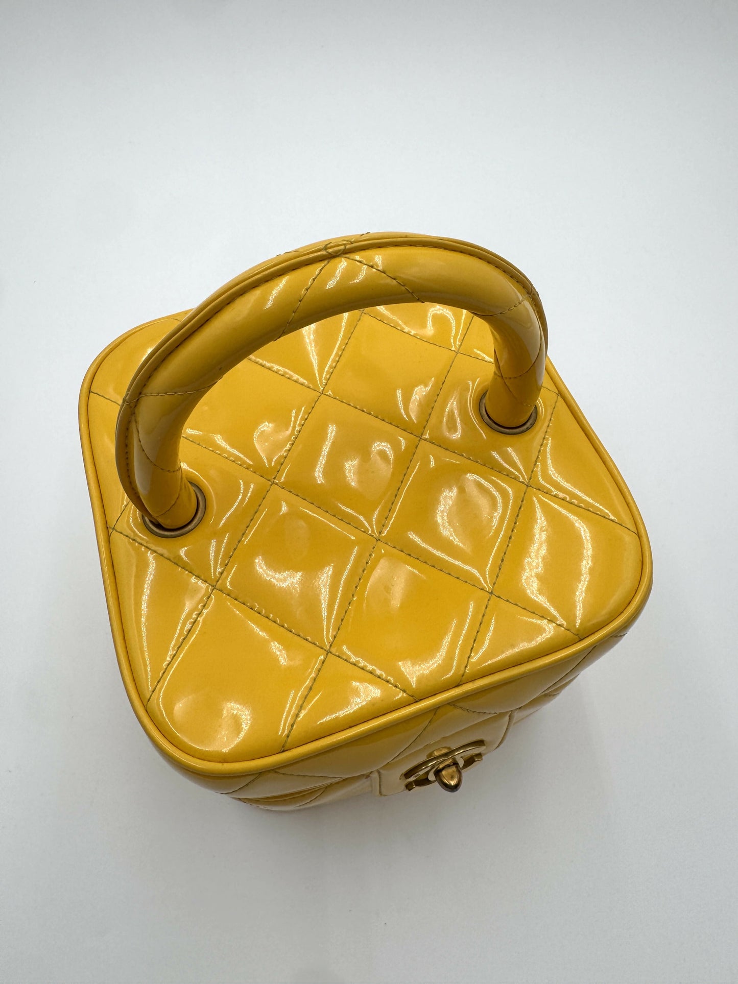 Chanel 1995  Barbie Yellow Heart-Mirror Vanity Case Bag