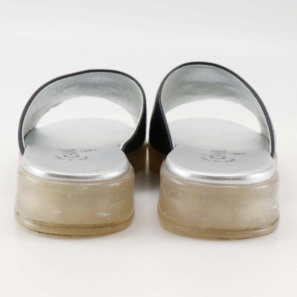 CHANEL Sandals leather black COCO Mark 36