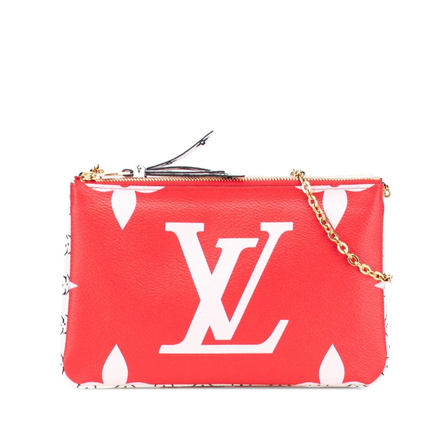 Red Louis Vuitton Limited Edition Monogram Giant Double Zip Pochette Crossbody Bag