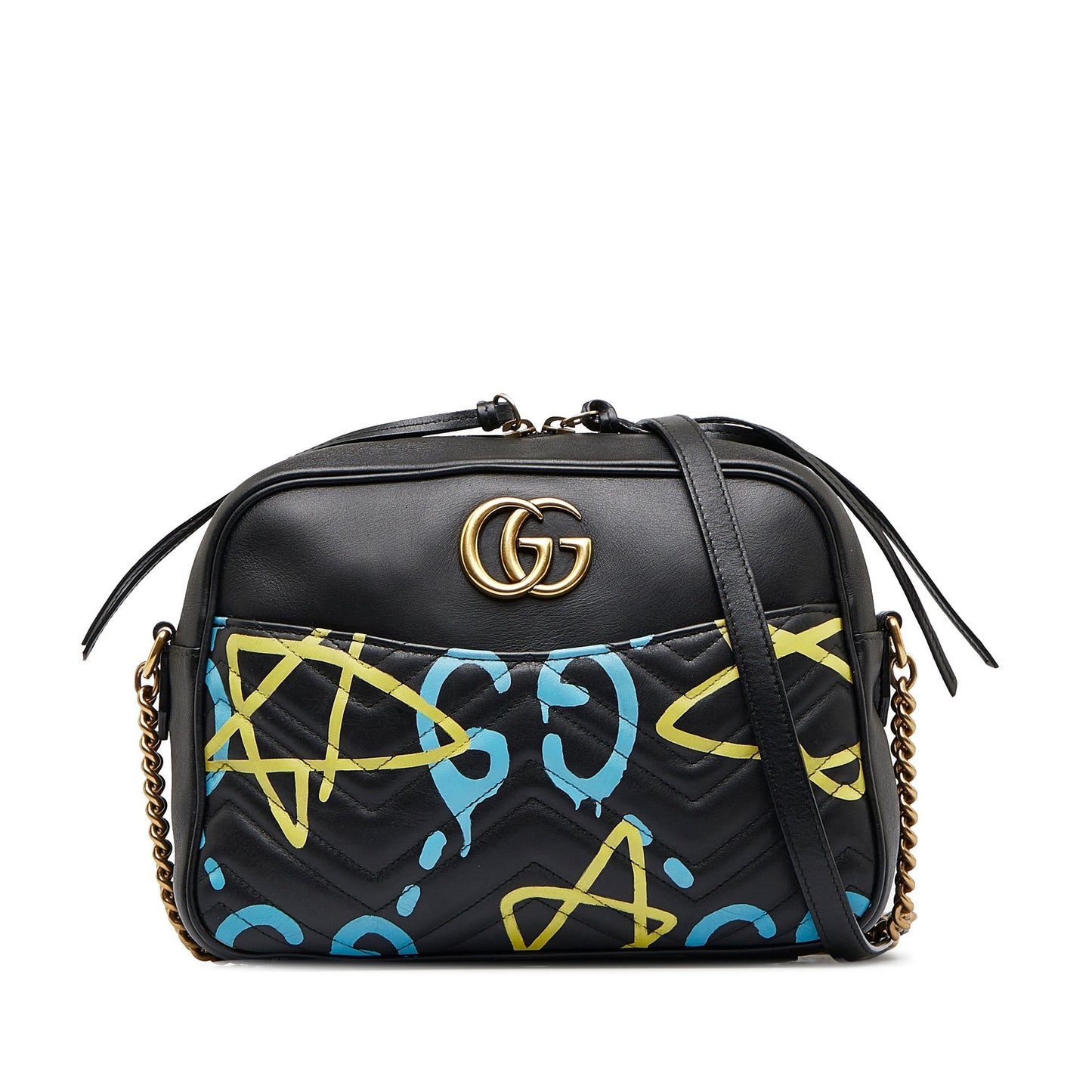 Gucci GG Marmont Black Leather Chain Crossbody