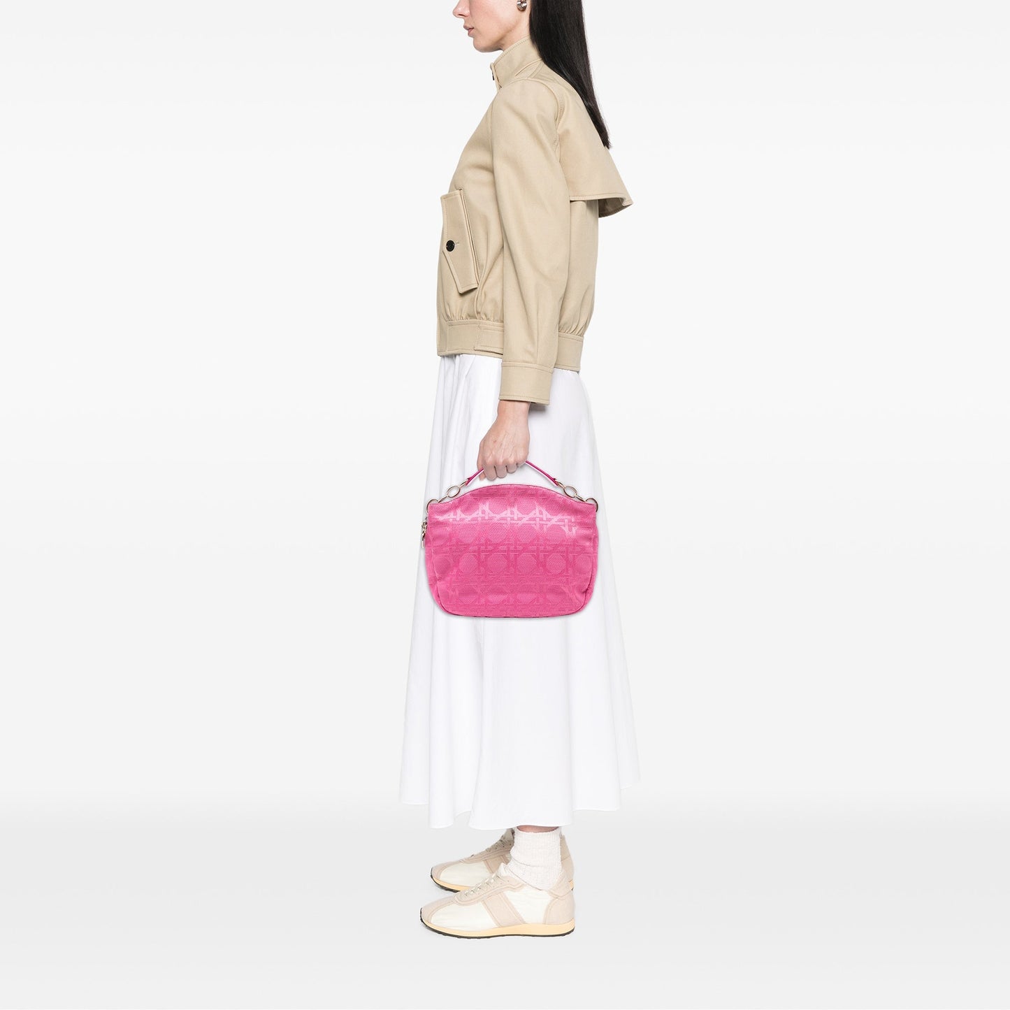 Pink Dior Canvas Cannage Hobo Bag