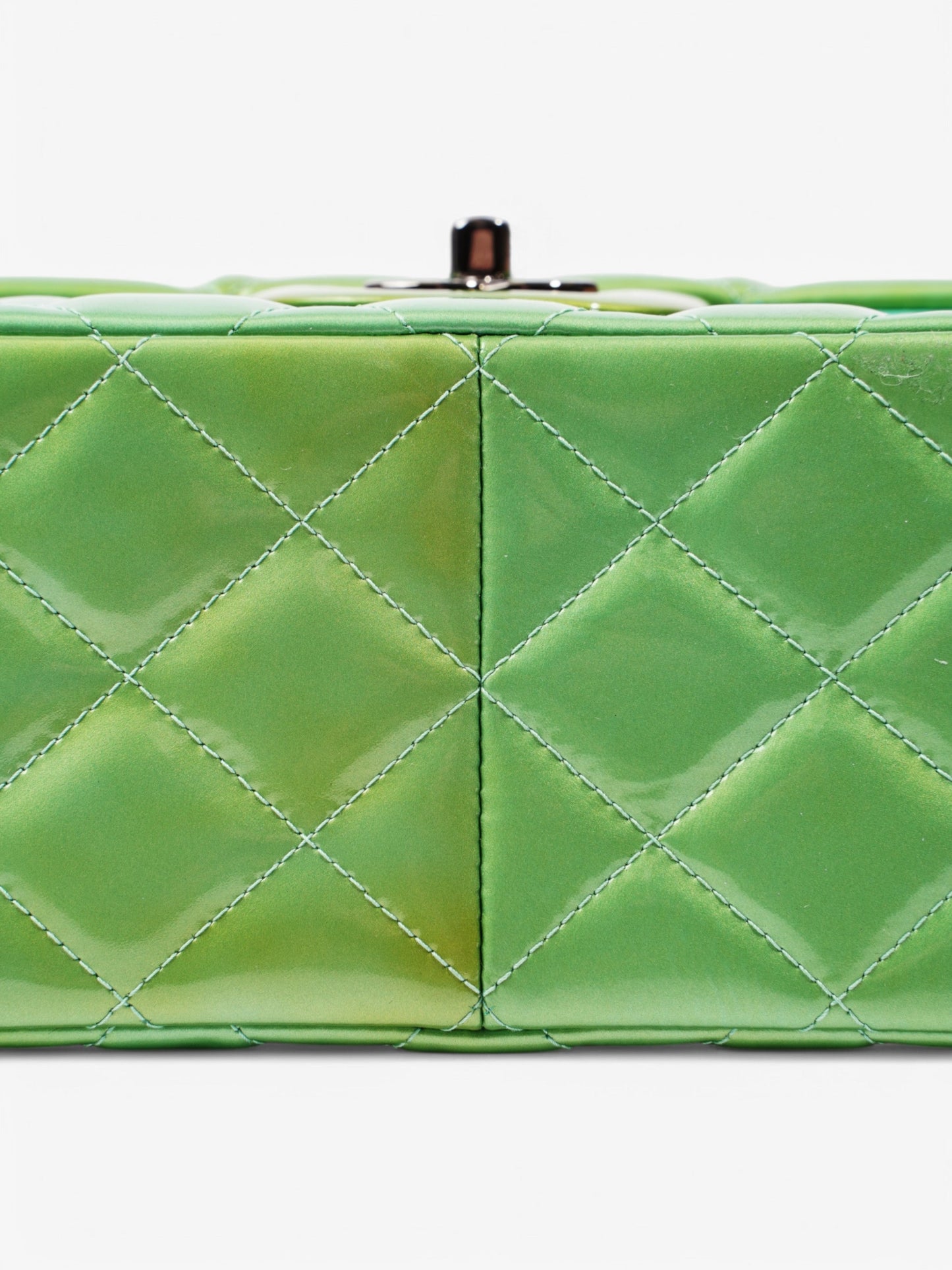 Chanel Classic Flap Green Patent Leather Jumbo