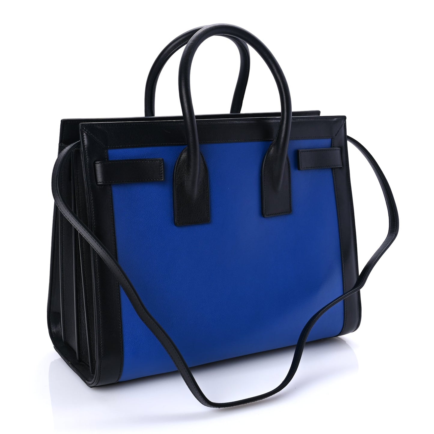 Saint Laurent Calfskin Bi-Color Small Sac De Jour  Royal Blue Black