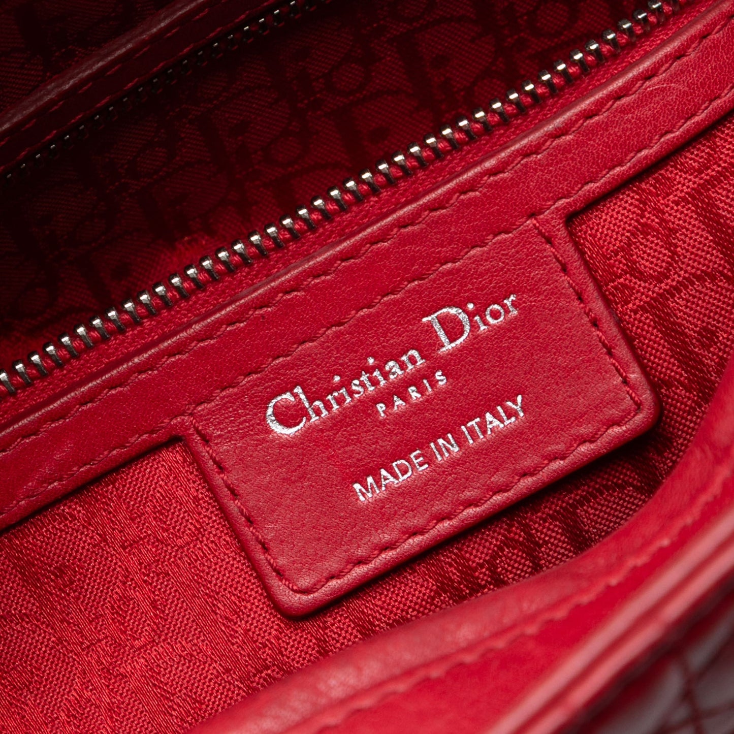 Red Dior Large Lambskin Cannage Lady Dior Satchel