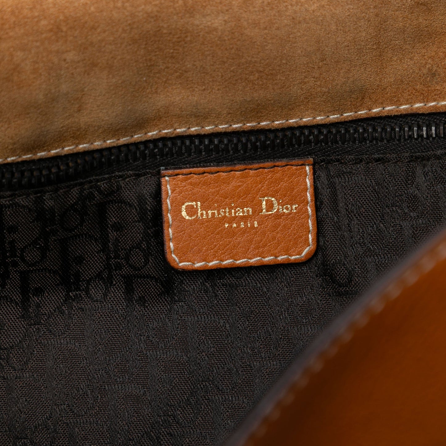 Brown Dior Leather Baudrier Saddle Bag