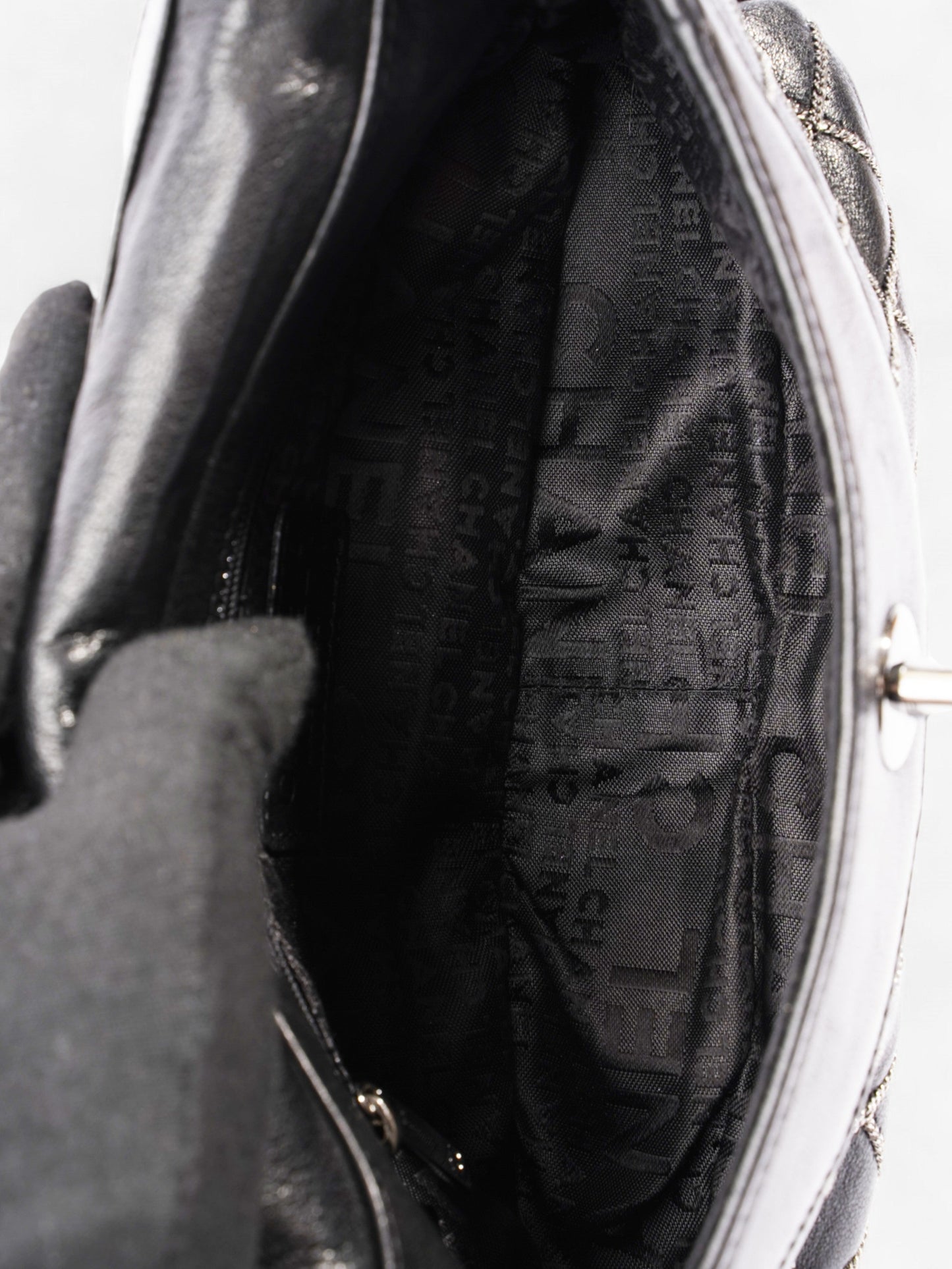 Chanel Chain Stitch Flap Bag Black Lambskin Leather