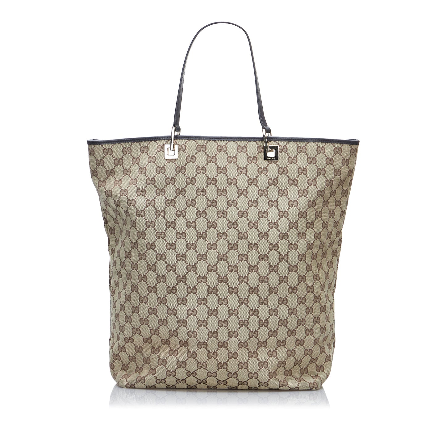 Gucci Brown Leather Canvas Tote Style 12