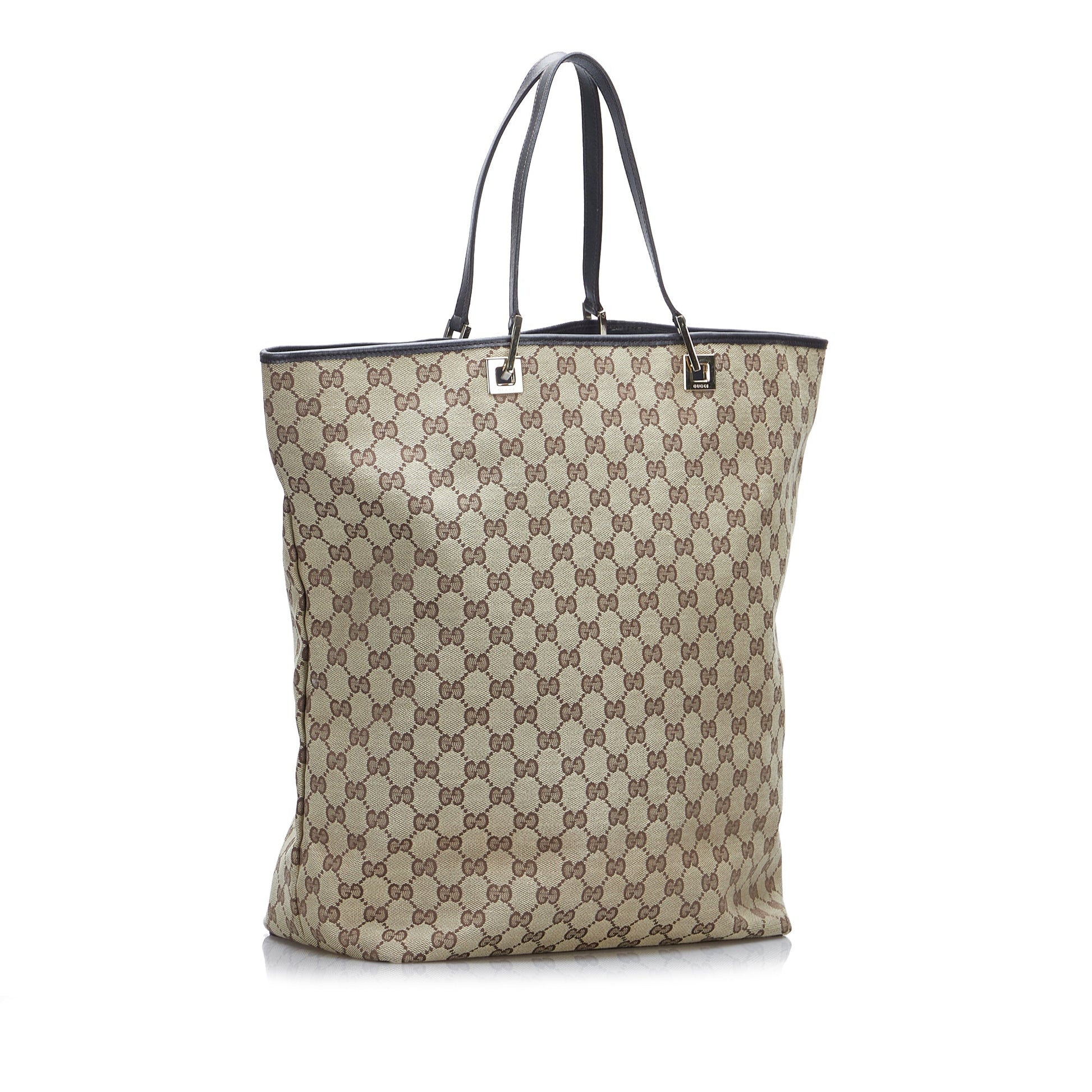 Gucci Brown Leather Canvas Tote Style 12