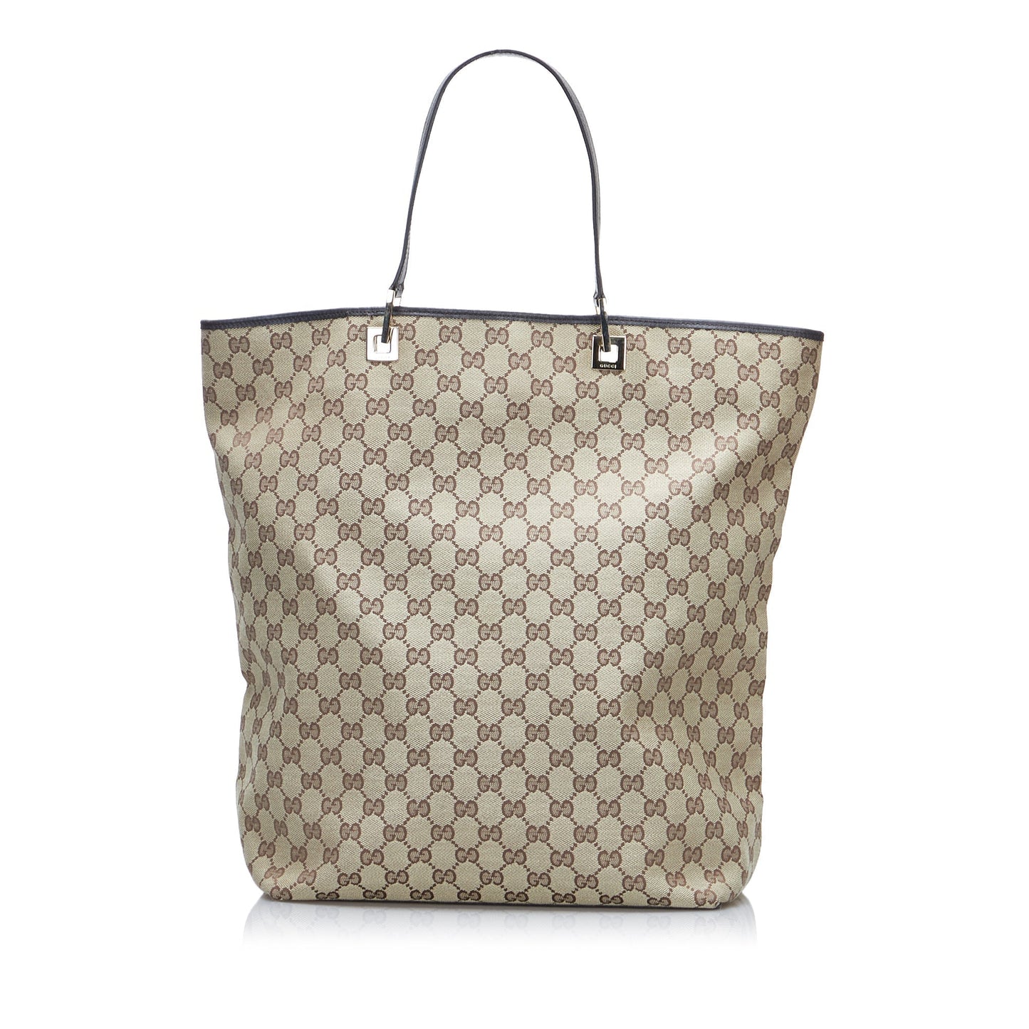 Gucci Brown Leather Canvas Tote Style 12