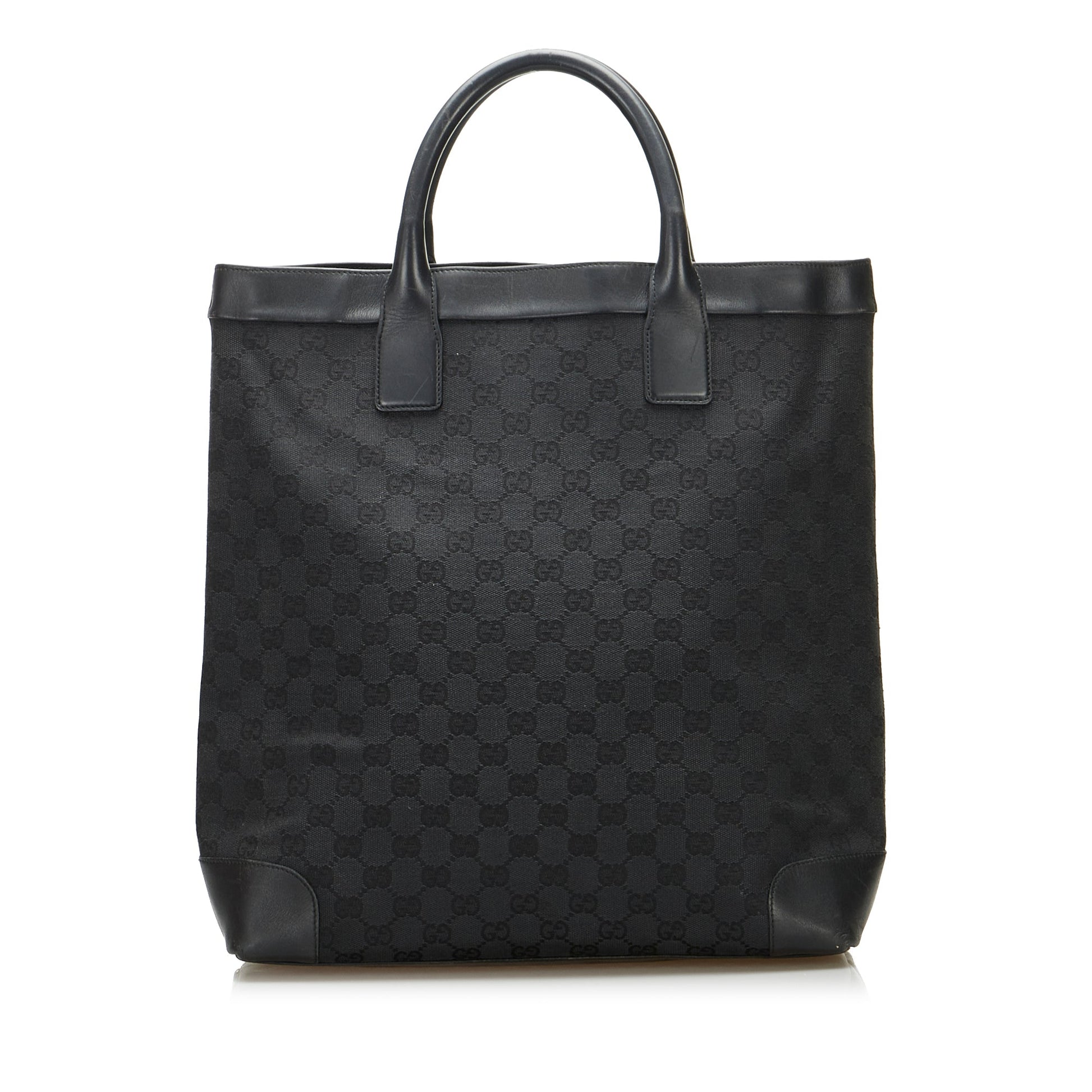 Gucci Black Leather Canvas Tote Style 10