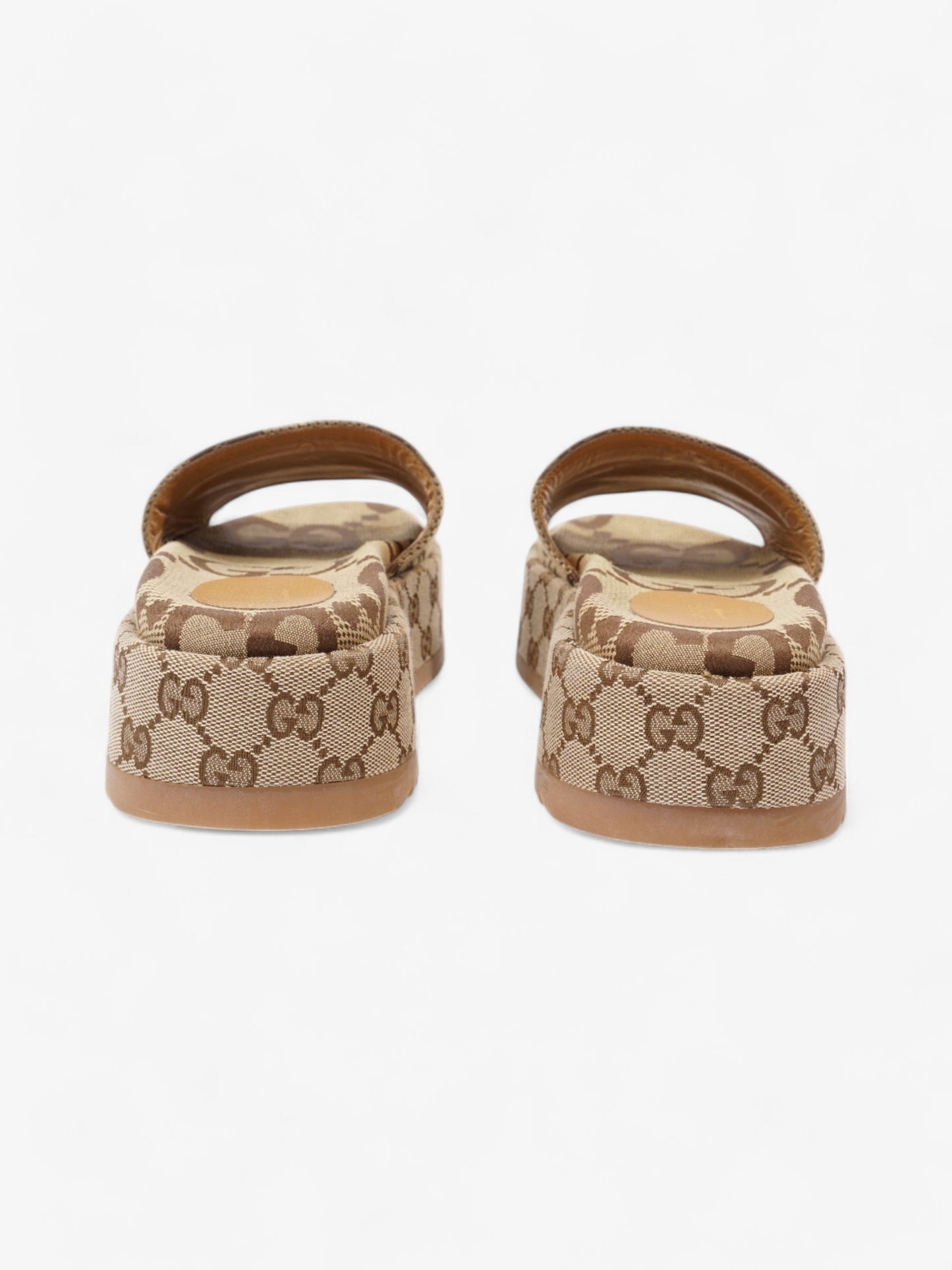 Gucci GG Platform Sandals Beige  / Brown Canvas EU 39 UK 6