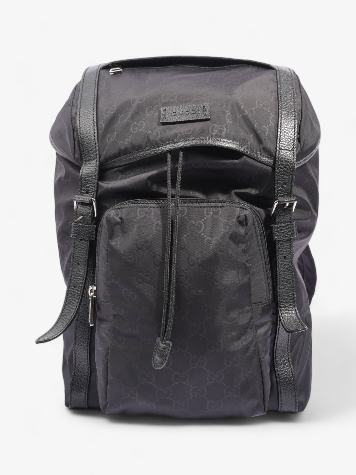 Gucci Travel Drawstring Rucksack Black GG Supreme Nylon