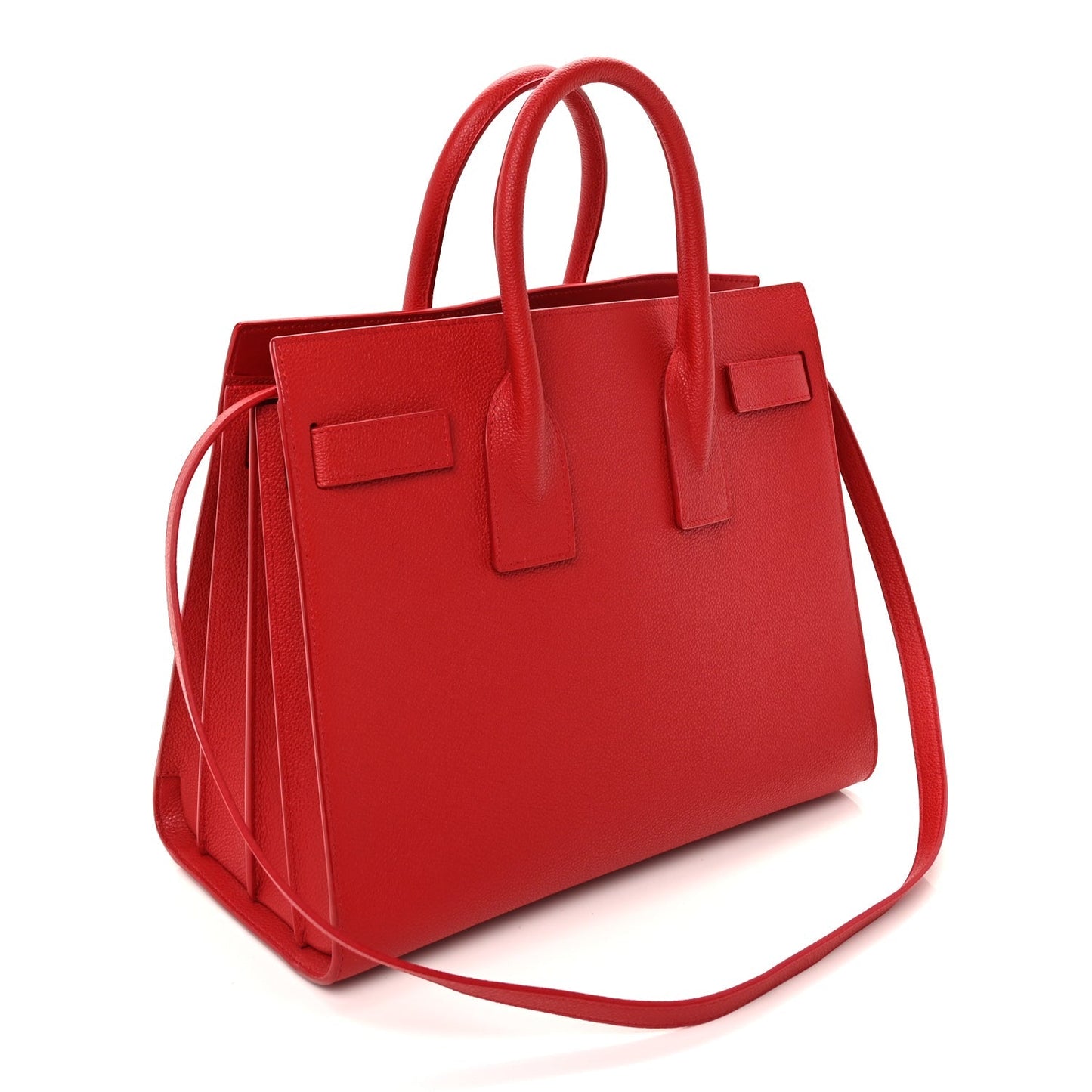 Saint Laurent Grained Calfskin Small Sac De Jour Lipstick Red