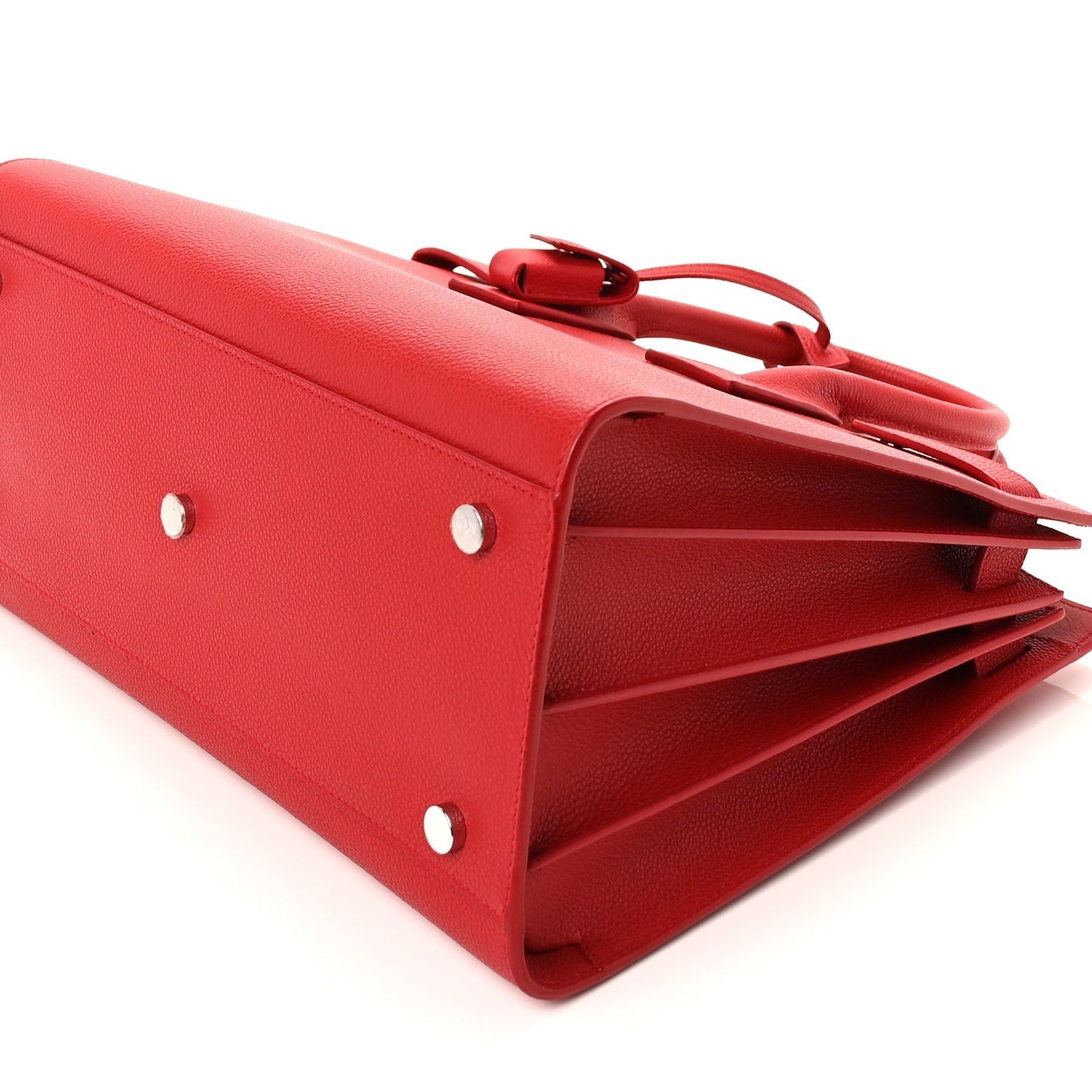 Saint Laurent Grained Calfskin Small Sac De Jour Lipstick Red