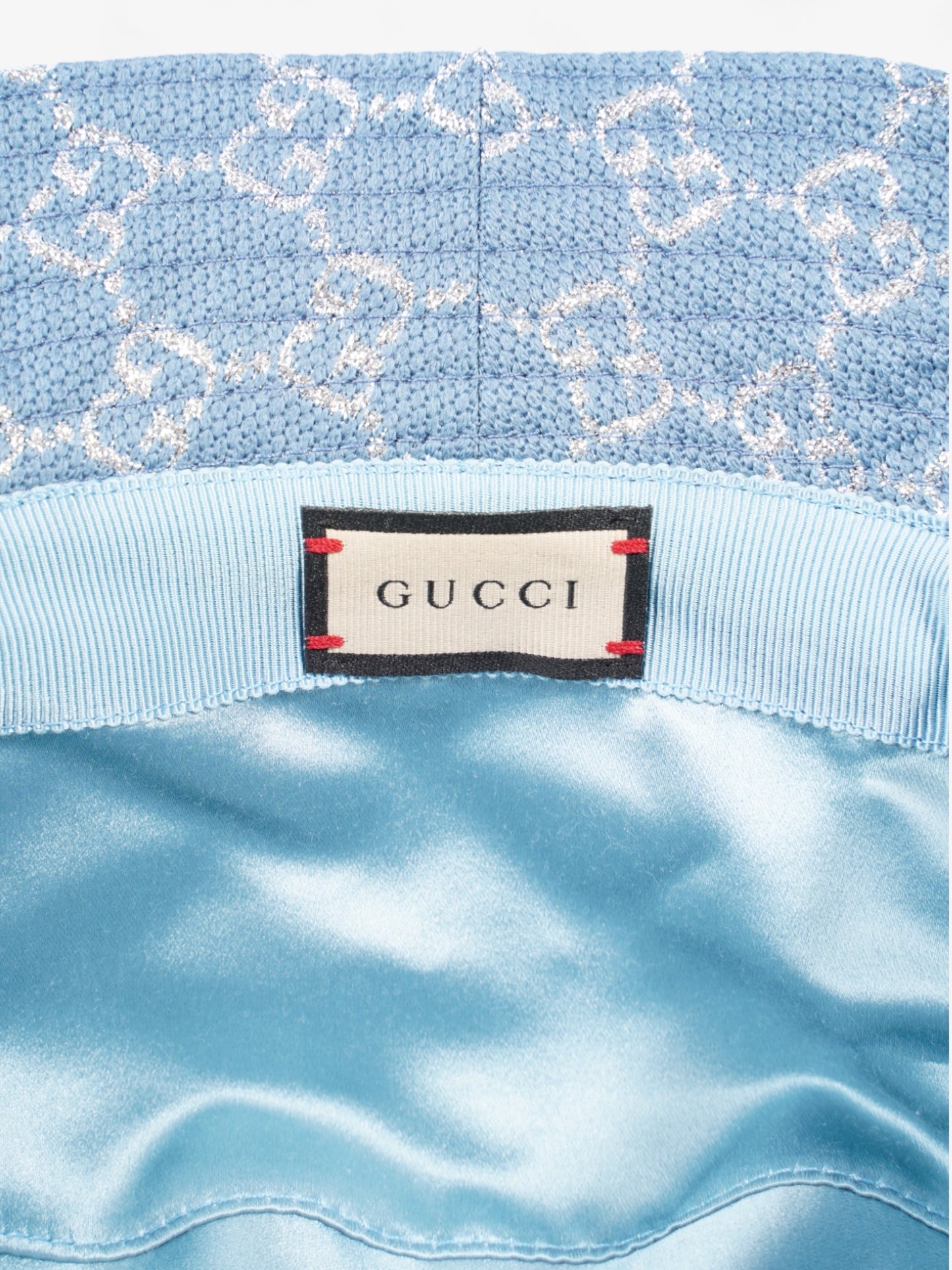 Gucci Lame Bucket Hat Blue / Silver Canvas S