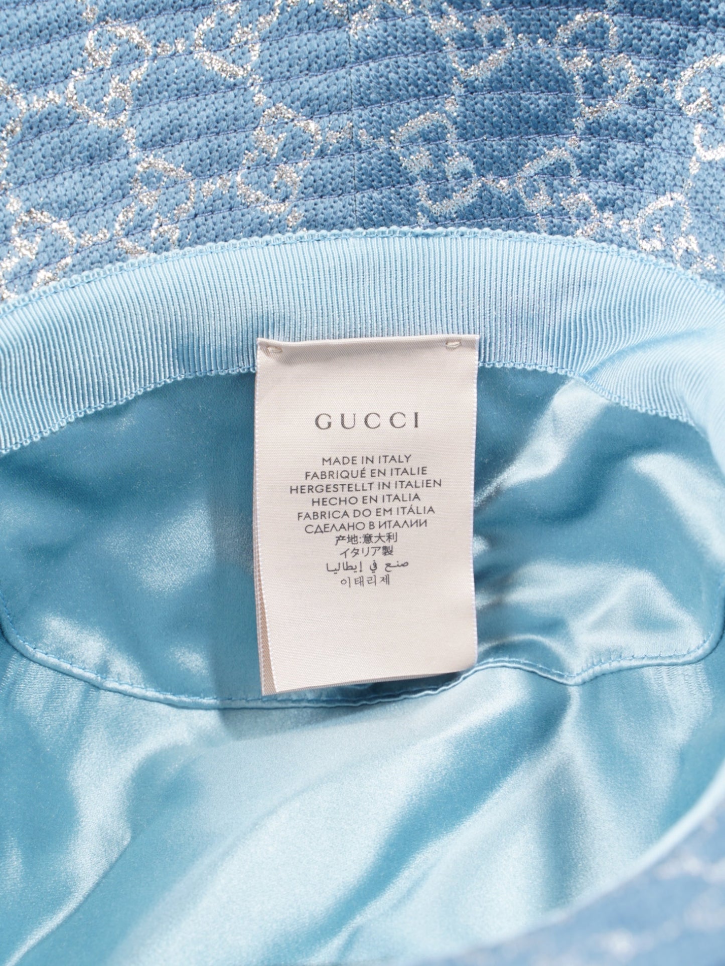 Gucci Lame Bucket Hat Blue / Silver Canvas S