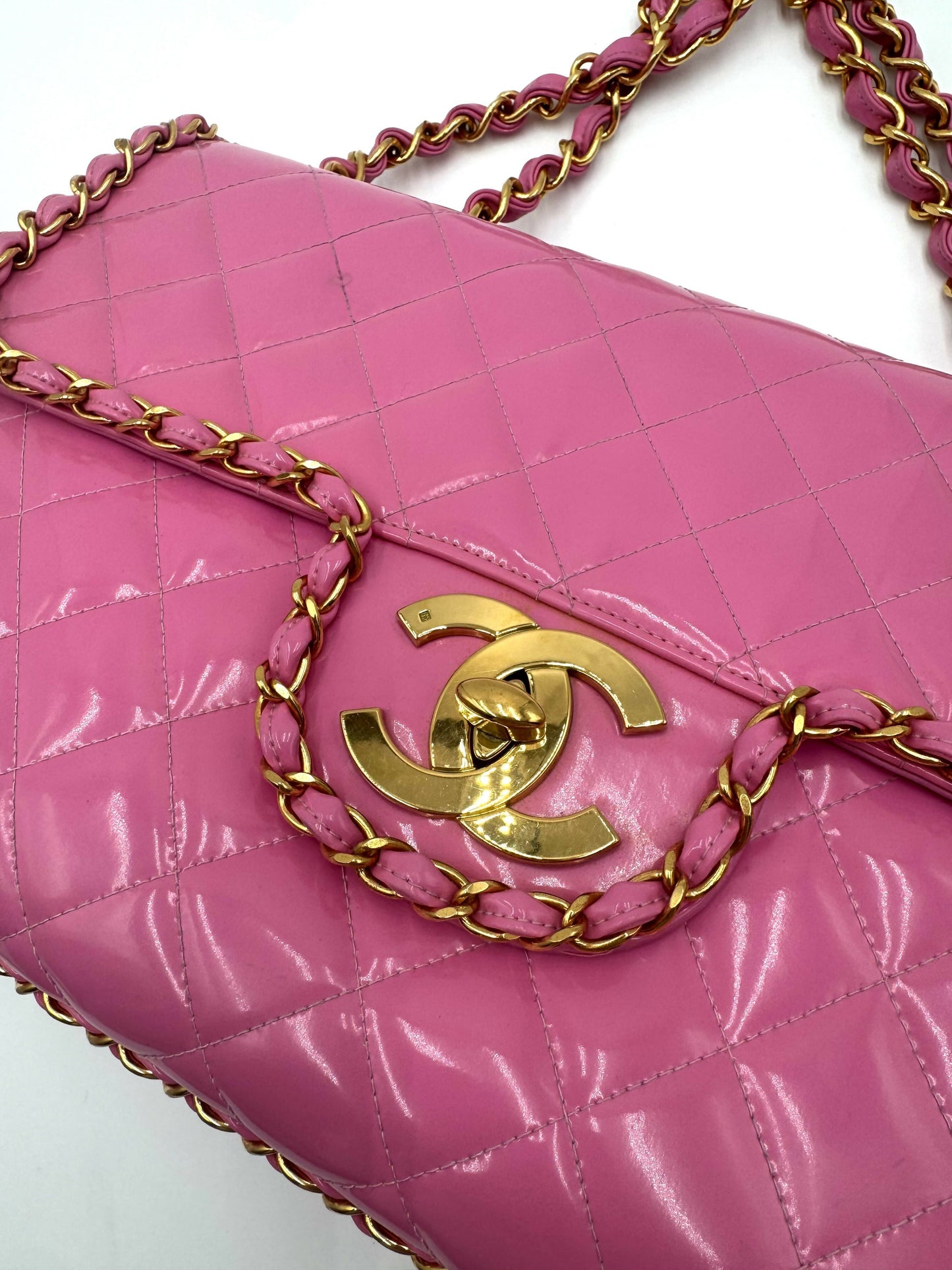 Chanel 1995  Barbie Pink Chainlink Maxi Flap Bag