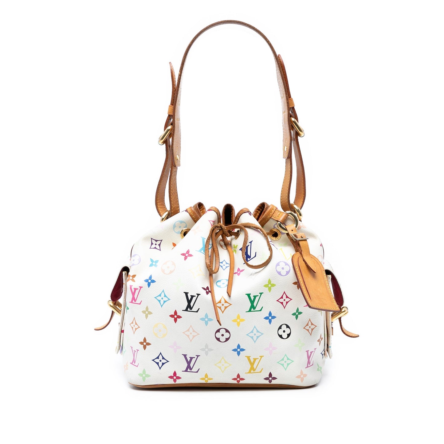 White Louis Vuitton Monogram Multicolore Petit Noe Bucket Bag
