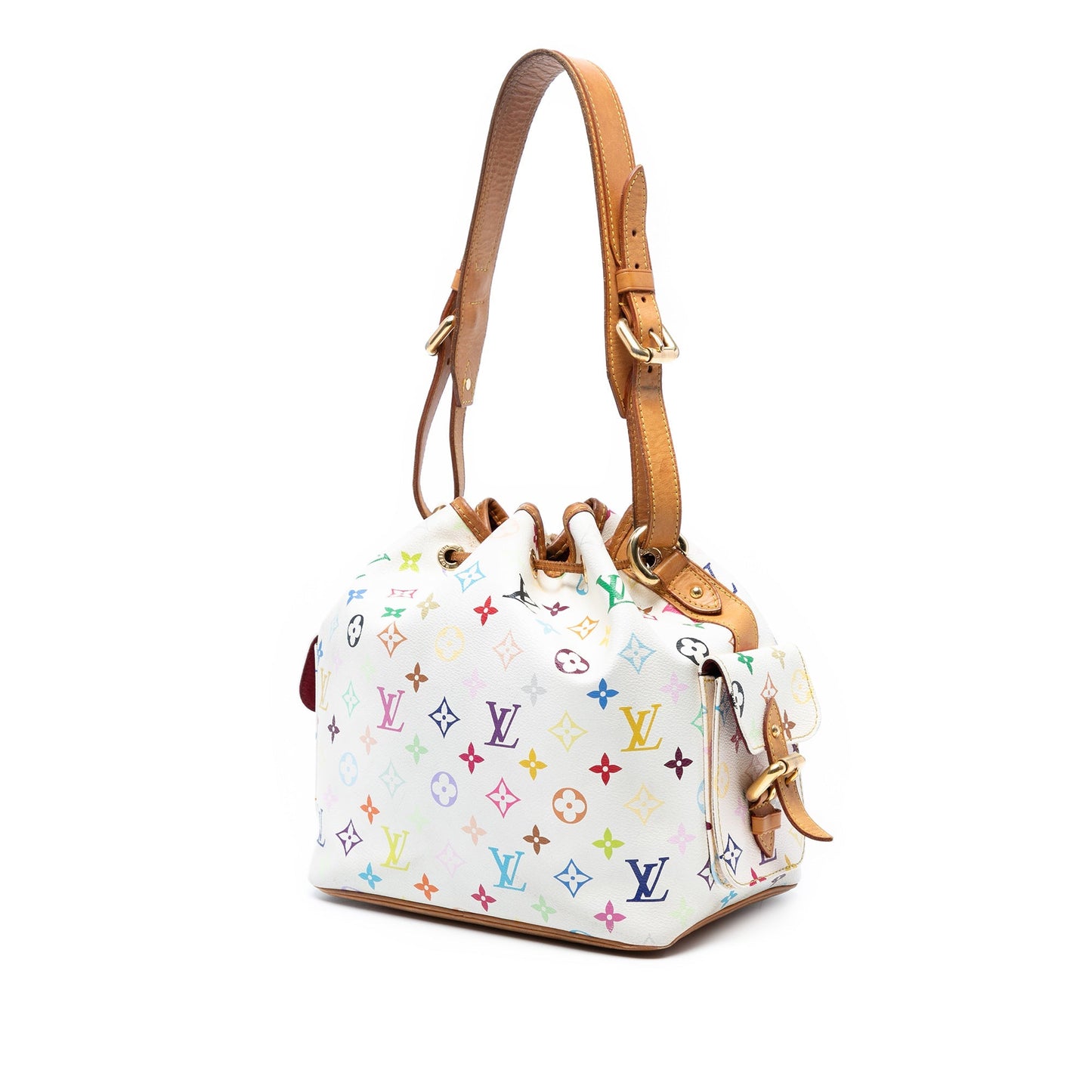 White Louis Vuitton Monogram Multicolore Petit Noe Bucket Bag