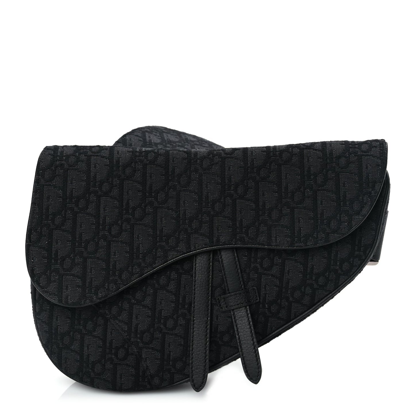 Christian Dior Oblique Mens Saddle Bag Black Blue
