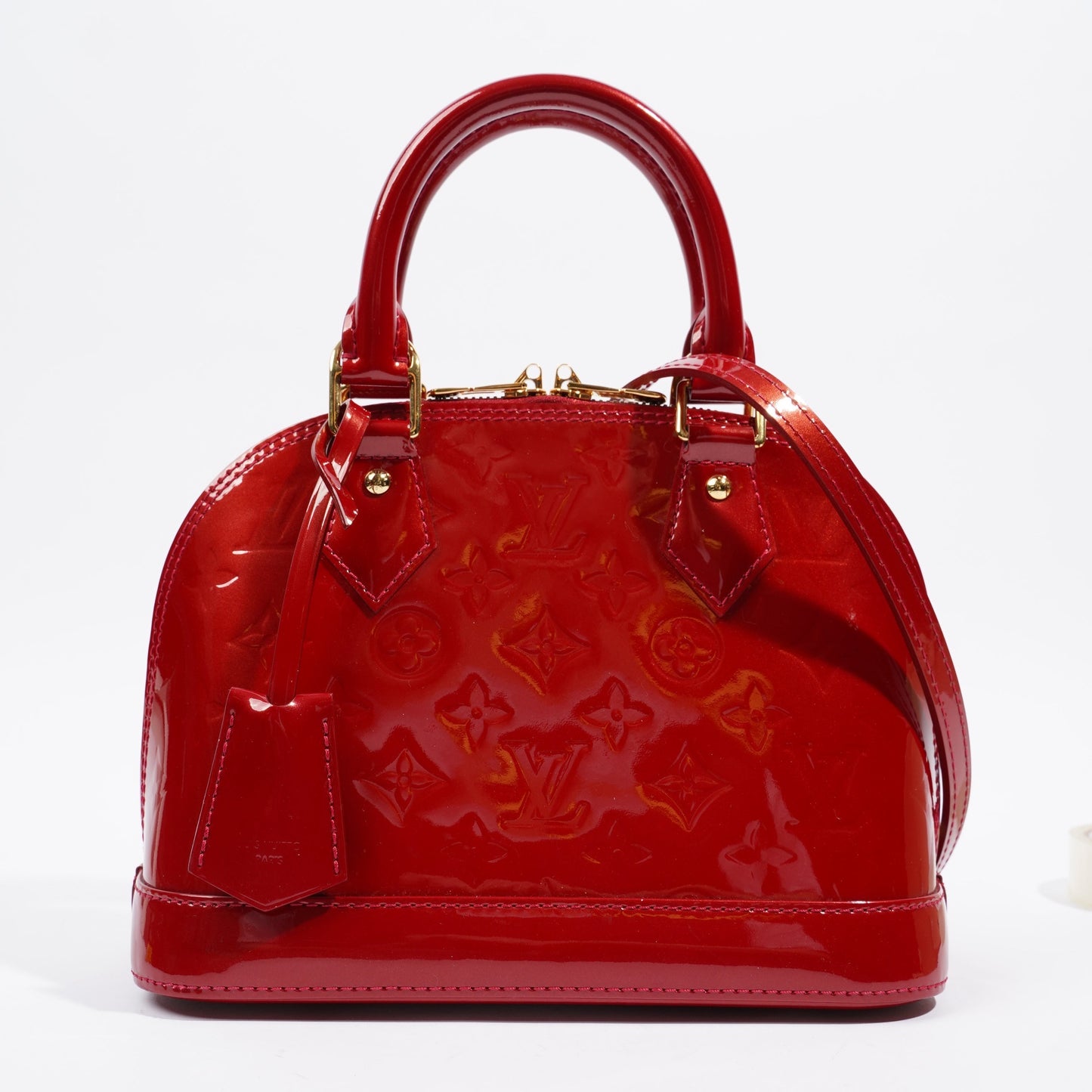 Louis Vuitton Alma BB Vernis Shoulder Bag Pomme D'Amour Vernis Leather BB
