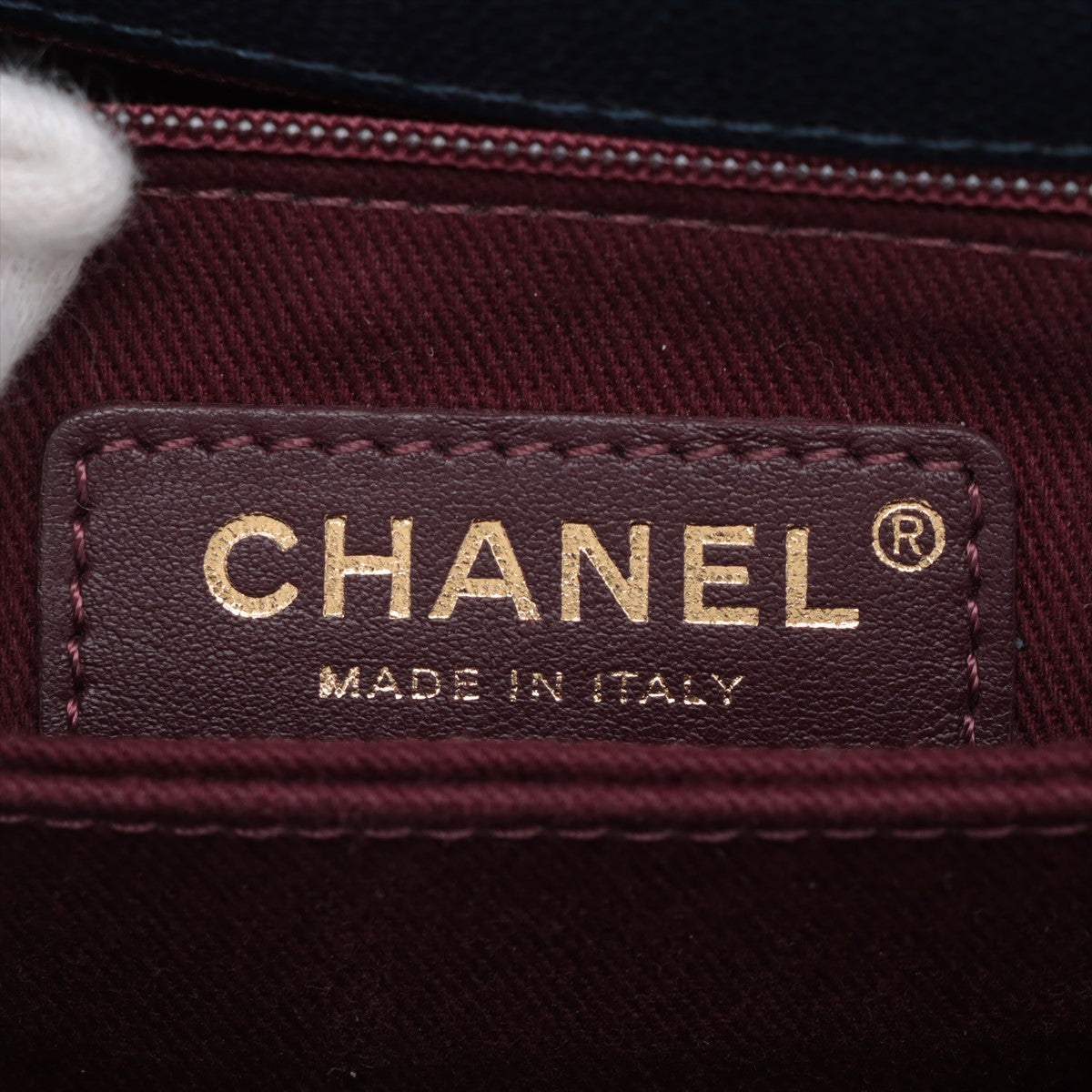 Chanel Small Chevron Coco Handle Caviar Navy