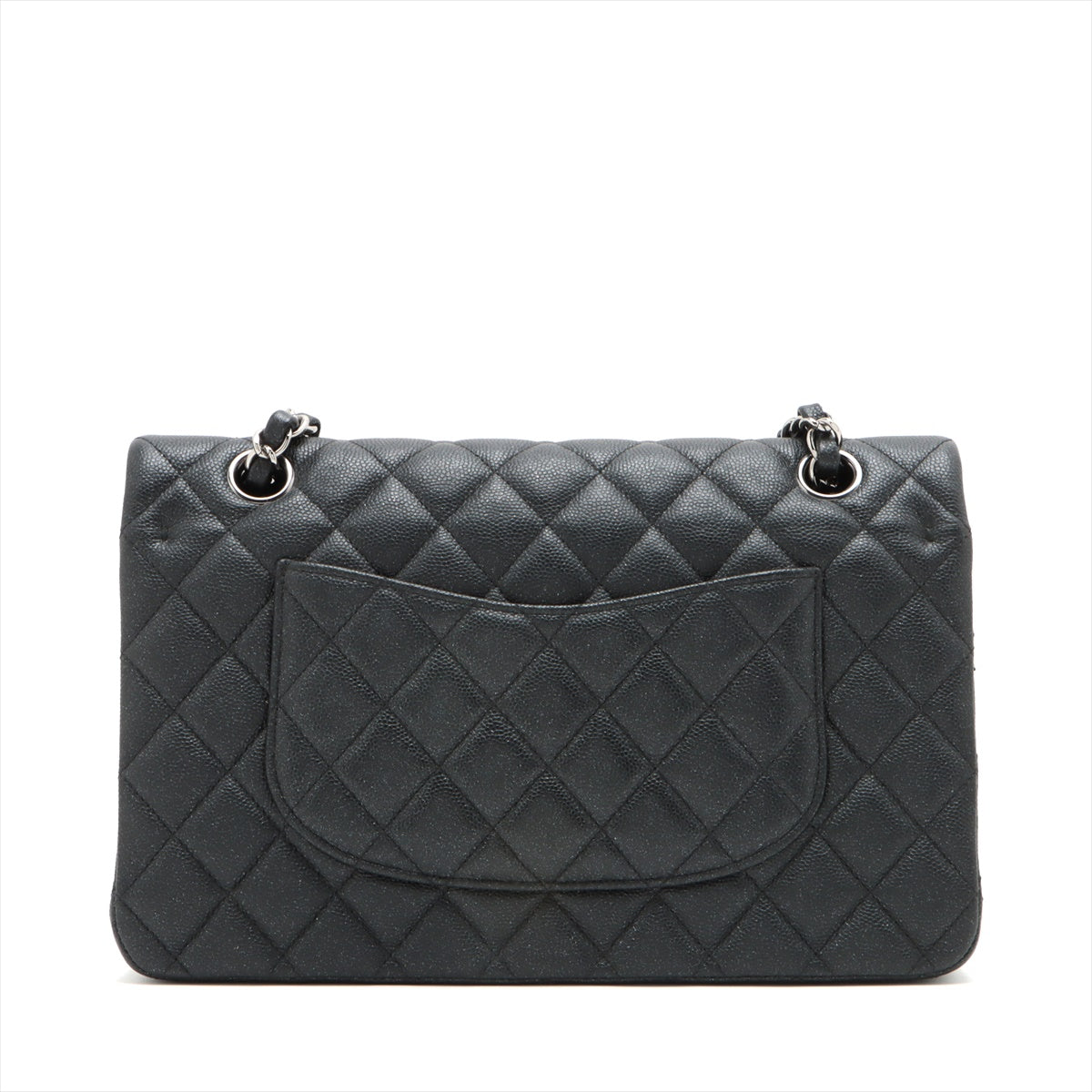 Chanel Classic Flap M/L Medium/Large Caviar Black Shimmer Bag- 18C