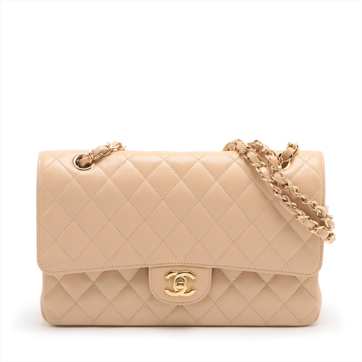 Chanel Classic Flap M/L Medium/Large Caviar Beige - 18 Series
