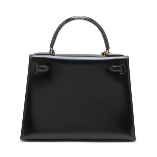 Hermes Kelly 28 Box Calf Black - N Circle Stamp