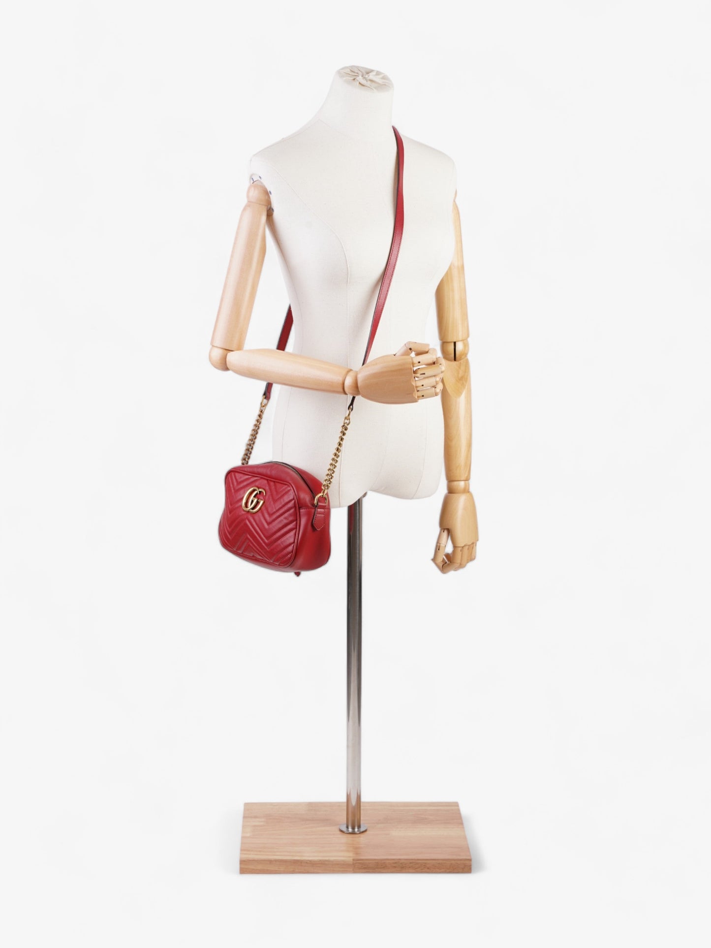 Gucci GG Marmont Zip Red Matelasse Leather Small