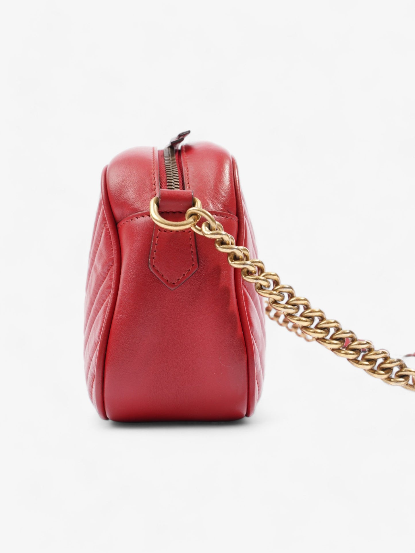 Gucci GG Marmont Zip Red Matelasse Leather Small