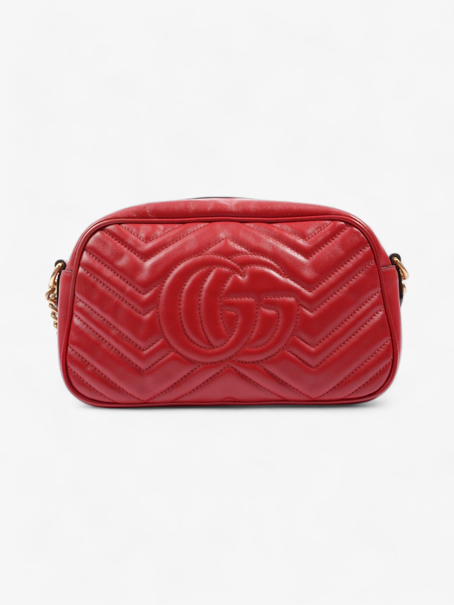 Gucci GG Marmont Zip Red Matelasse Leather Small