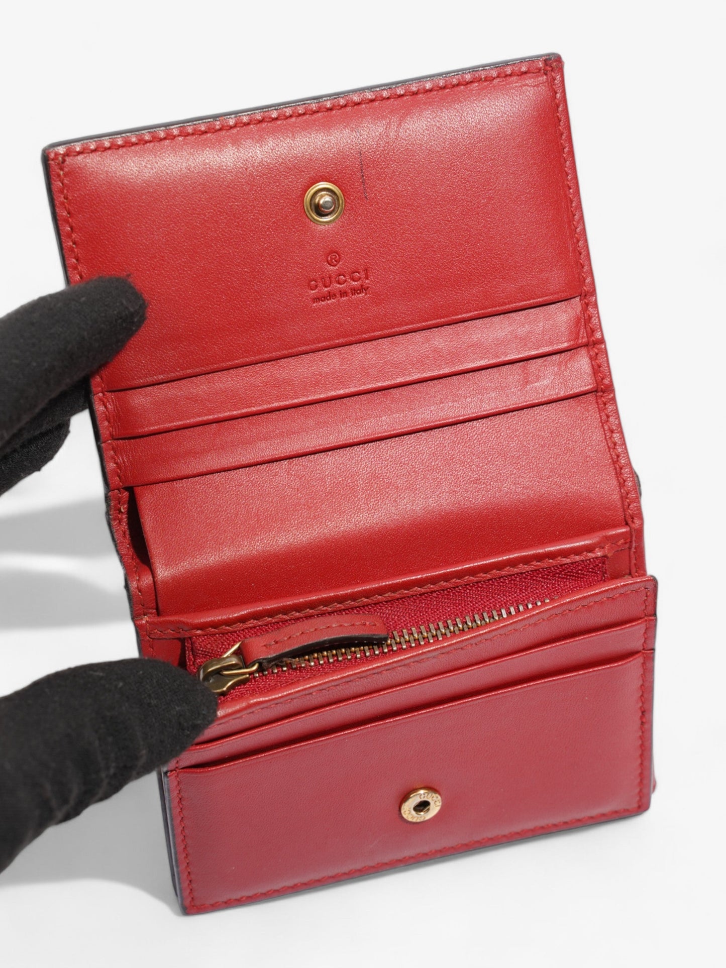 Gucci Cherry Fold Over Wallet GG Supreme / Red / Green Coated Canvas