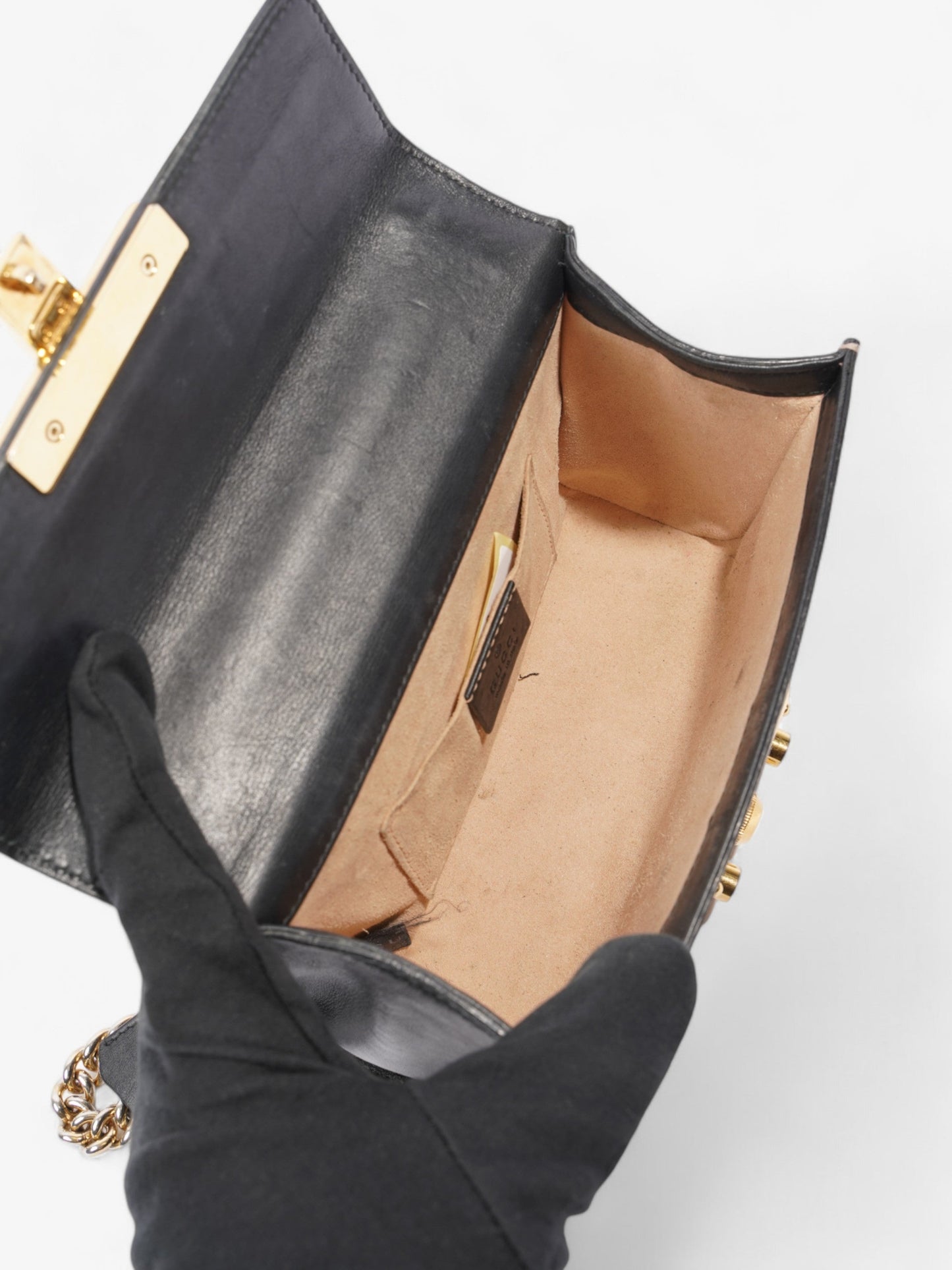 Gucci Padlock Bees GG Supreme / Black / Gold Coated Canvas Small