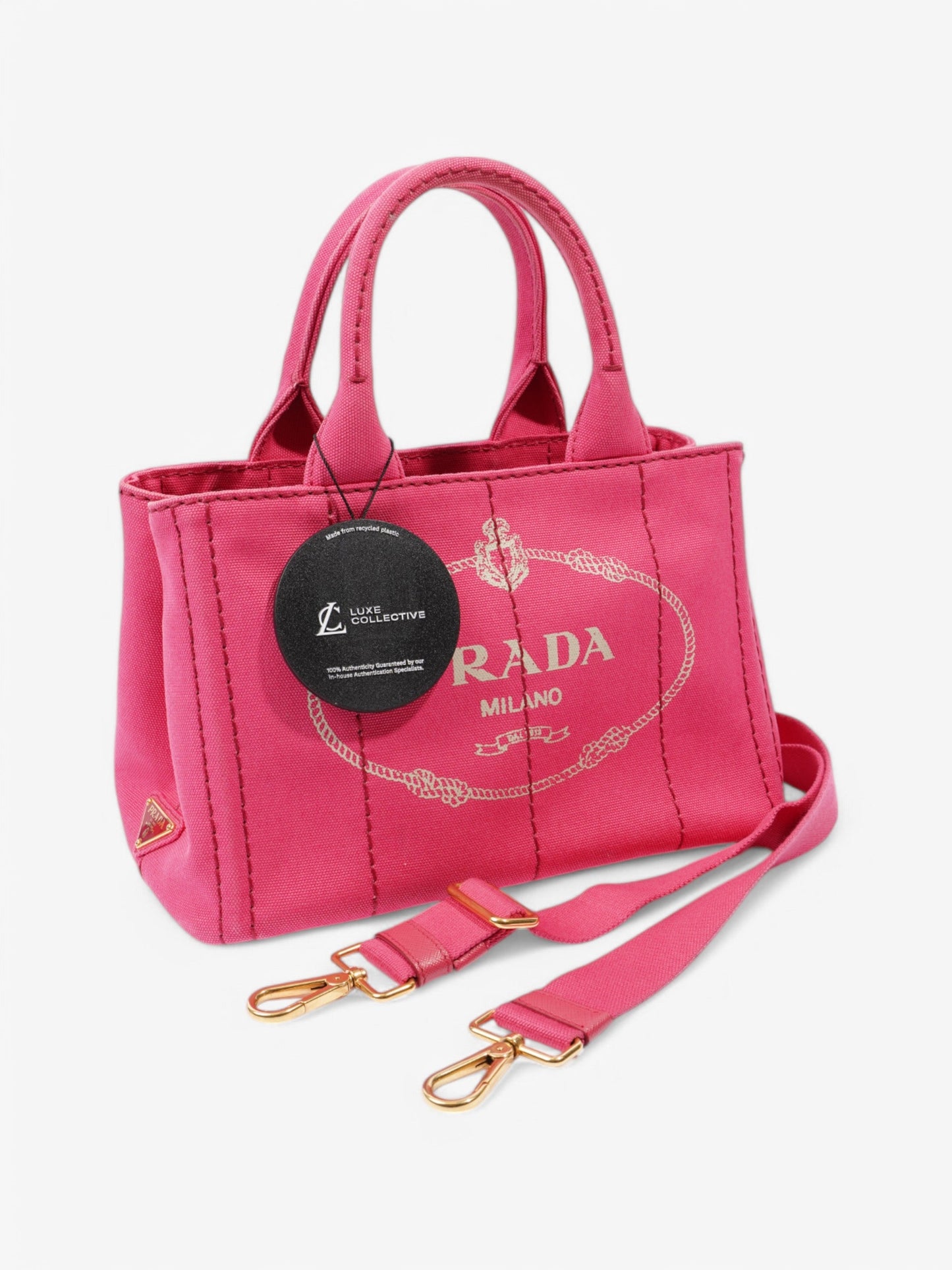 Prada Canapa 2 Way Bag Pink Canvas