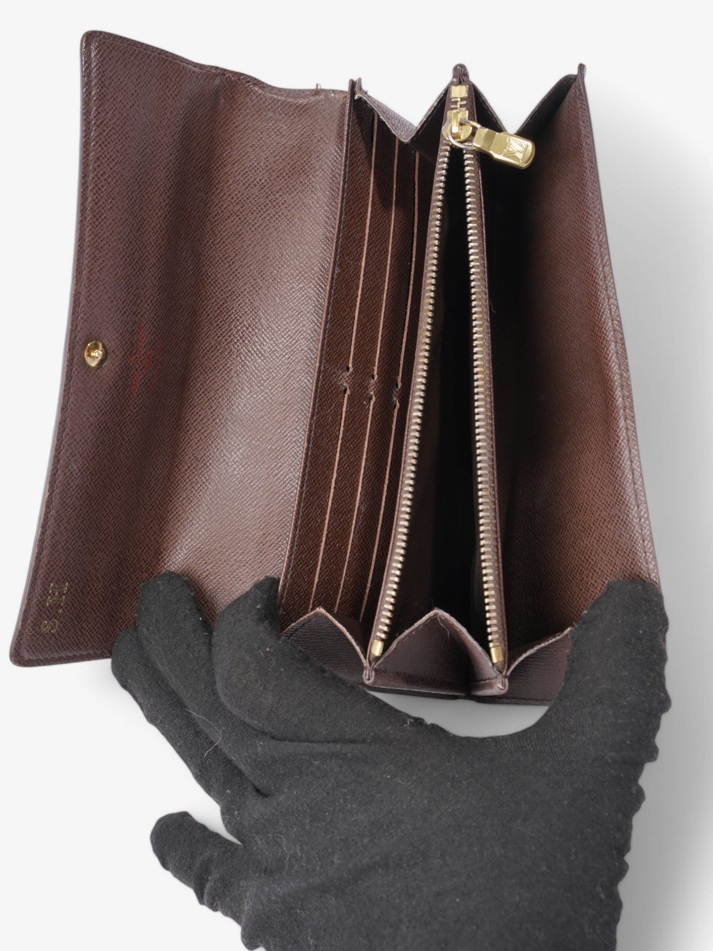 Louis Vuitton Sarah Wallet Damier Ebene Coated Canvas
