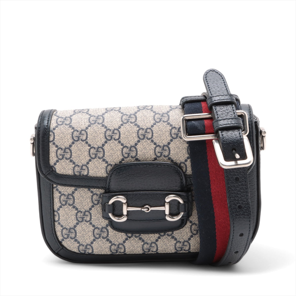 Gucci Navy Blue GG Supreme Horsebit 1955 Mini Shoulder Bag [Clearance Sale]