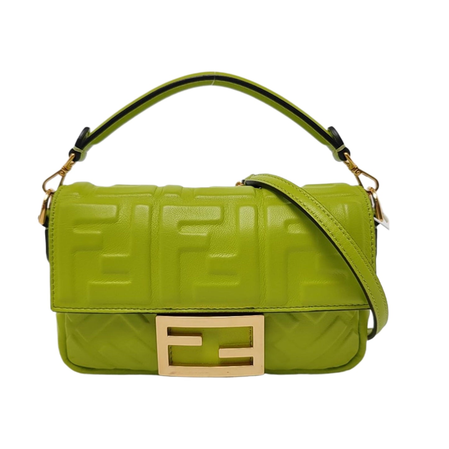 Fendi Baguette Mini Green Nappa Leather Crossbody Bag