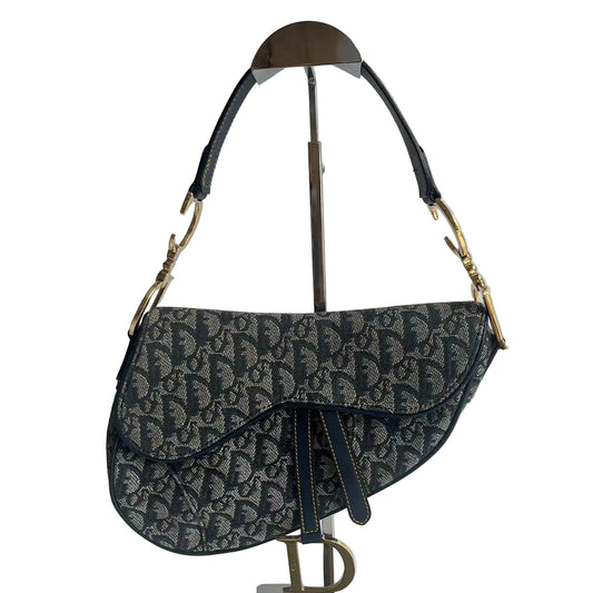 Dior Saddle Vintage Navy Oblique with Multicolor Silk Lining