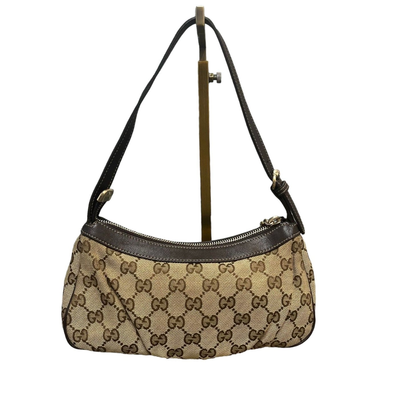 Gucci Monogram Pochette Leather Canvas Shoulder Bag