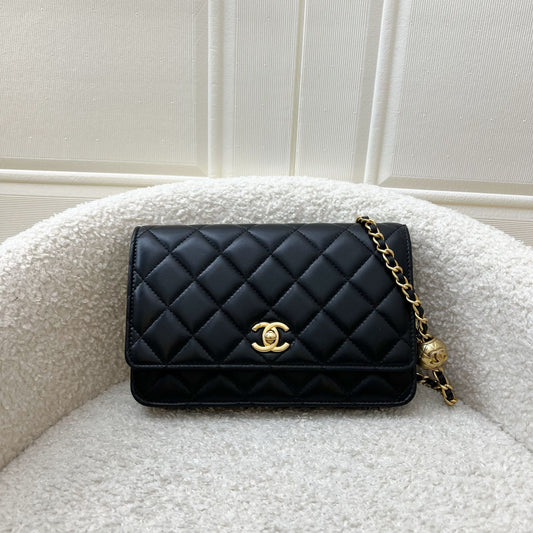 Chanel Pearl Crush Wallet on Chain WOC in Black Lambskin and AGHW Crossbody