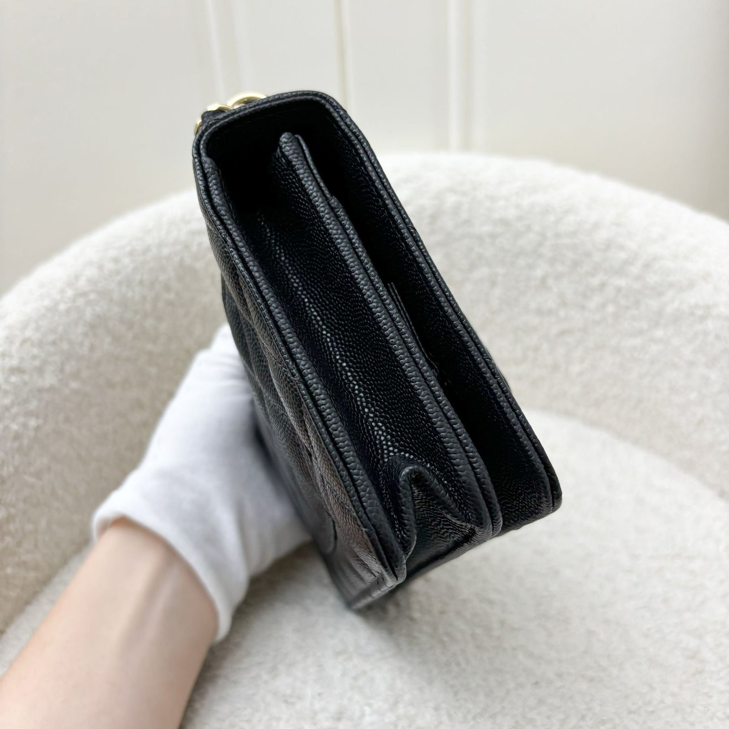 Chanel 22A Seasonal Wallet on Chain WOC in Black Caviar and GHW Crossbody