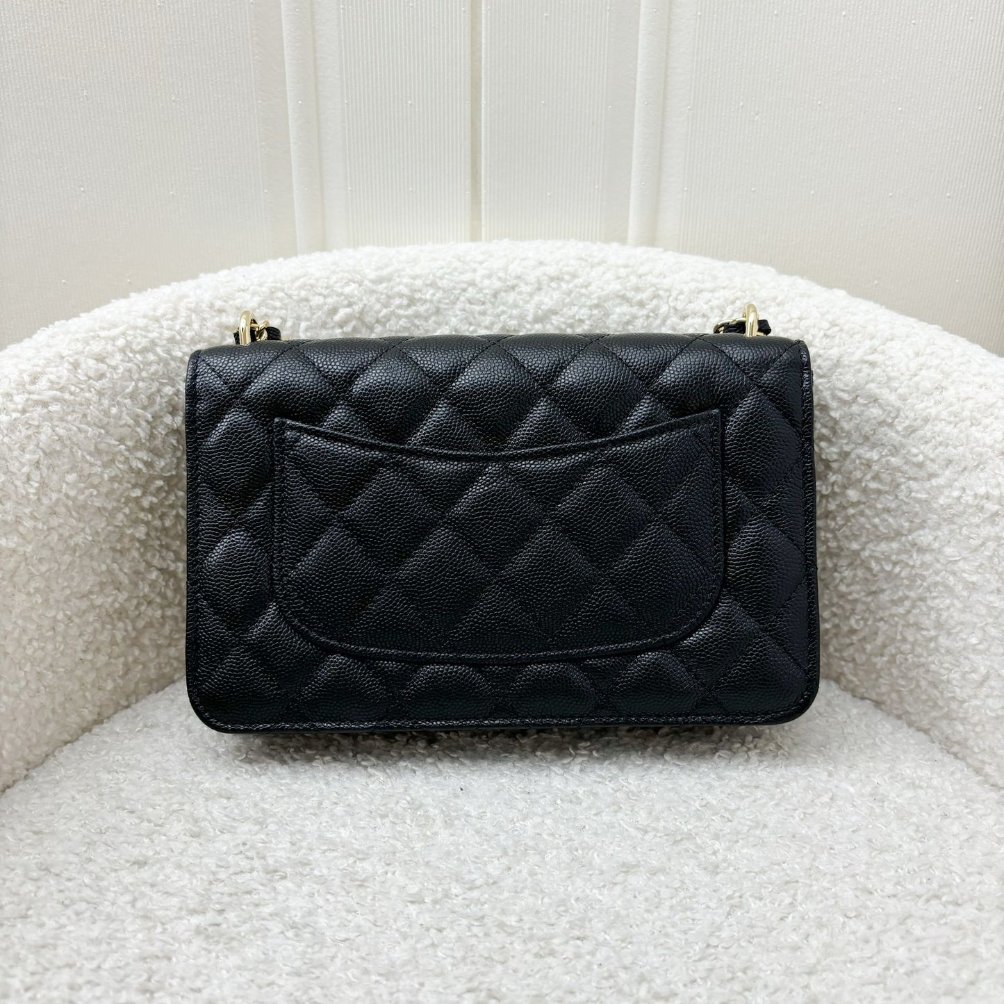 Chanel 22A Seasonal Wallet on Chain WOC in Black Caviar and GHW Crossbody