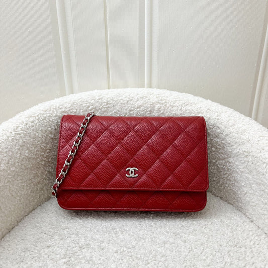 Chanel Classic Wallet on Chain WOC in Red Caviar and SHW Crossbody