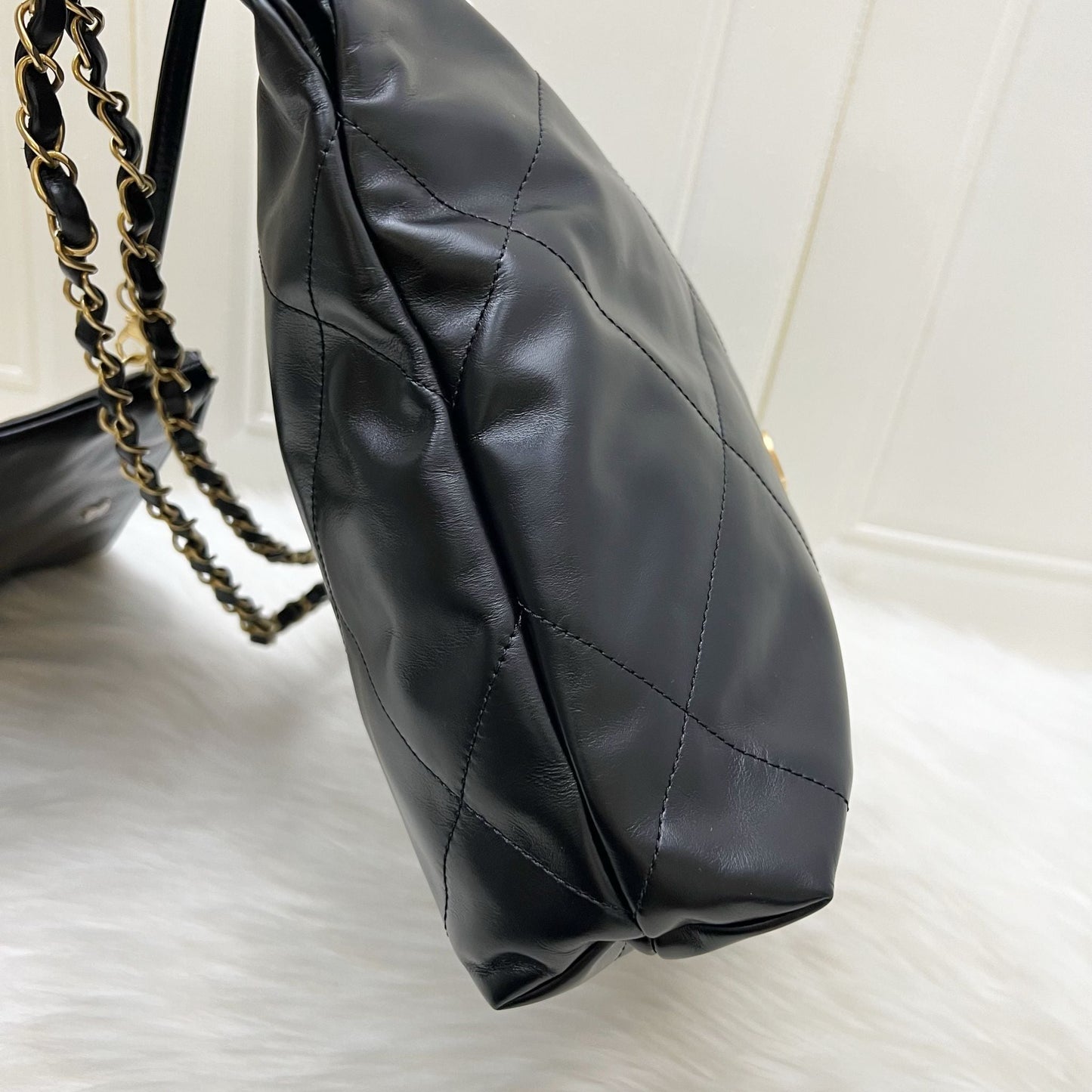 Chanel 22 Small Hobo Bag in Black Calfskin and AGHW